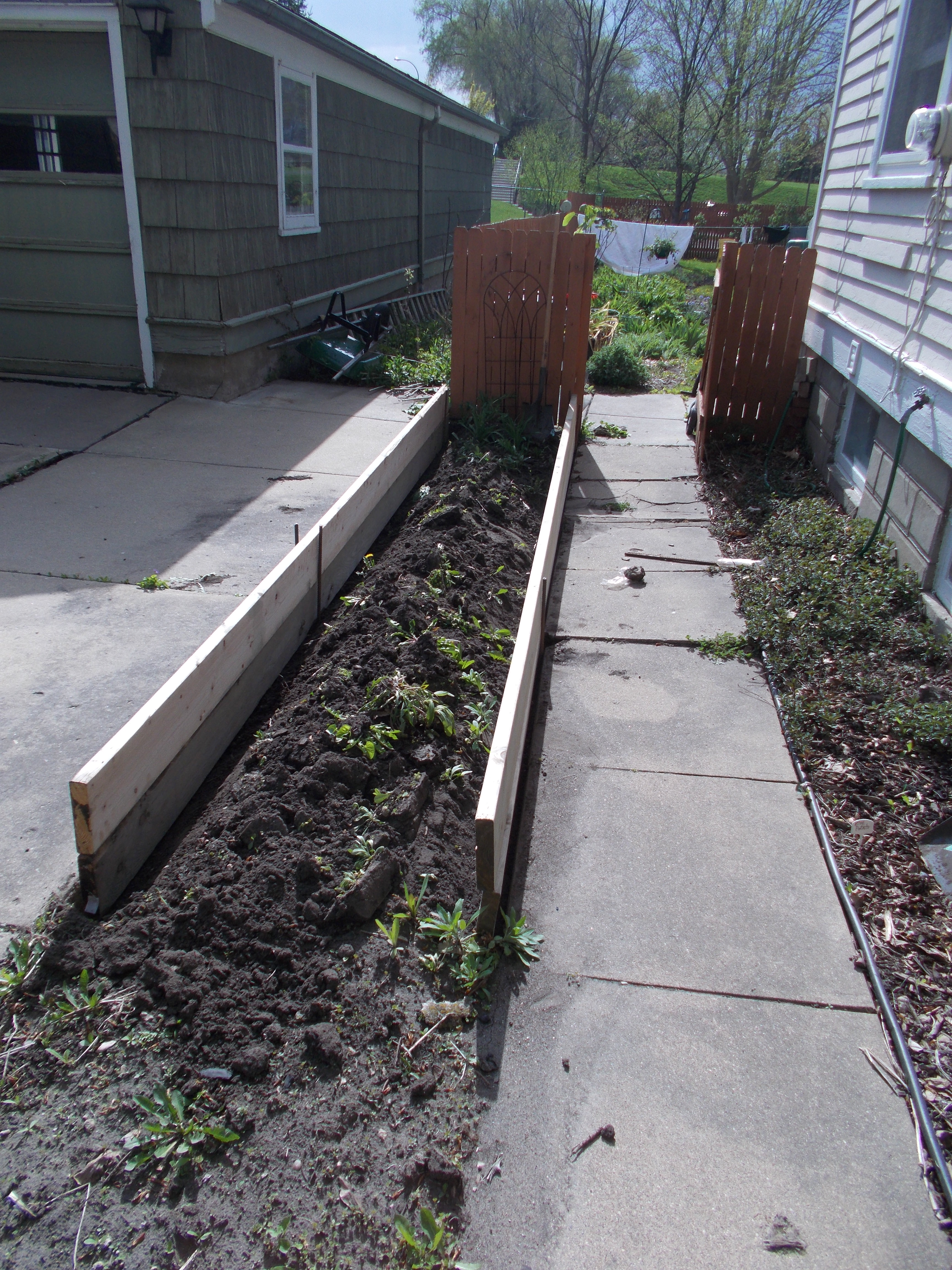 Early stages of raised-bed construction.